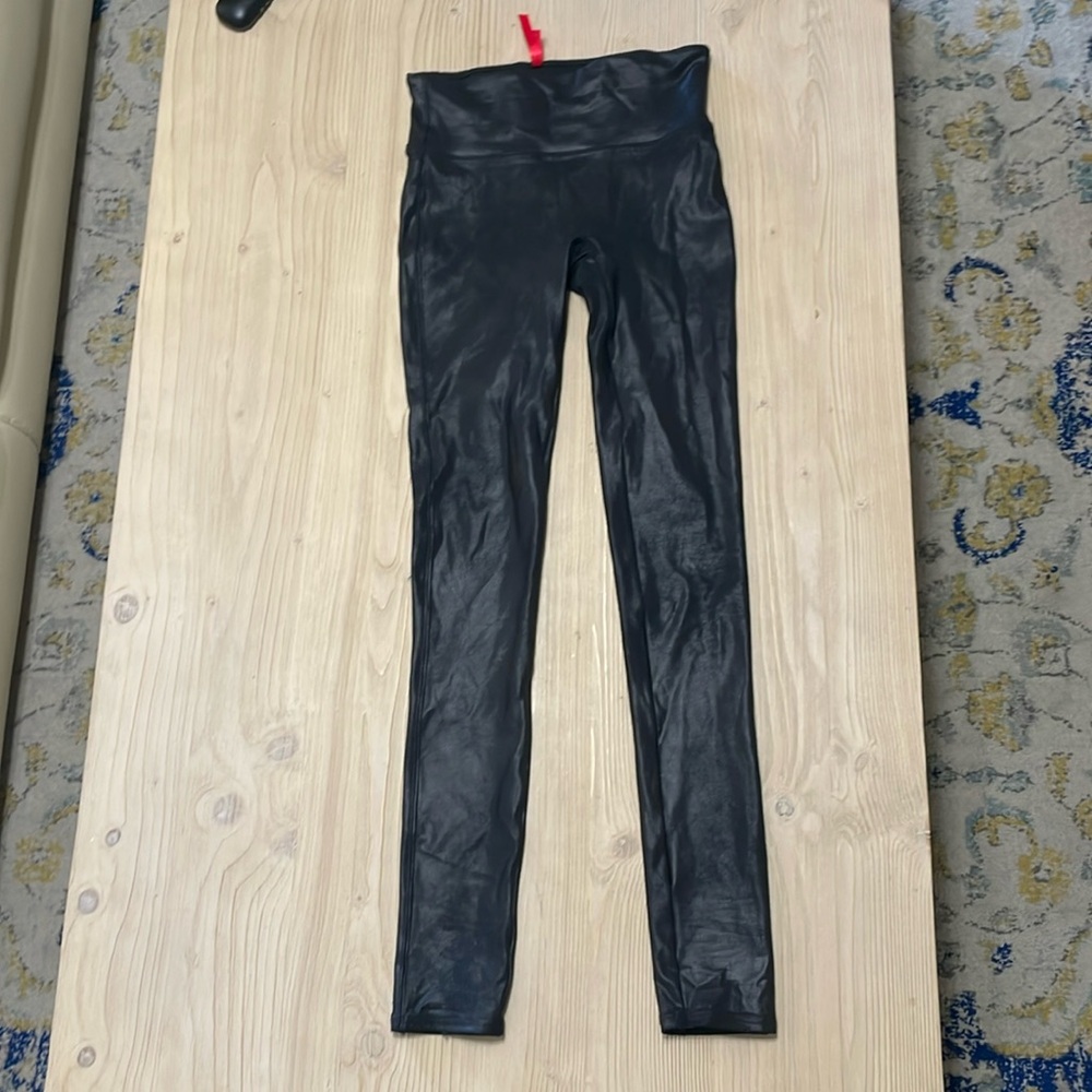 Spanx faux leather leggings, tall petite xs tpxs